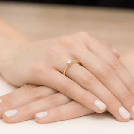 Pierścionek Białe Złoto 585 Brylant 0,11ct Prezent Pierścionek Białe Złoto 585 Brylant 0,11ct Prezent