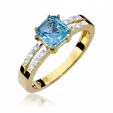 Pierścionek Białe Złoto Topaz 1,10ct i Brylanty Pierścionek Białe Złoto Topaz 1,10ct i Brylanty
