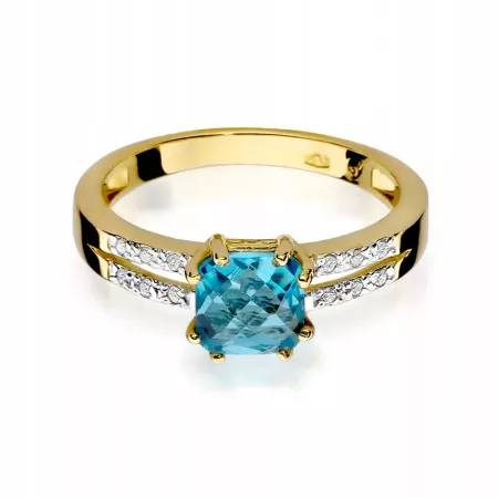 Pierścionek Białe Złoto Topaz 1,10ct i Brylanty Pierścionek Białe Złoto Topaz 1,10ct i Brylanty