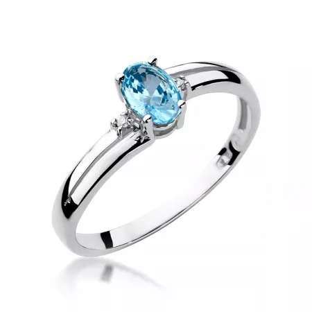 Pierścionek Zaręczynowy Topaz Brylanty Próba 585 Pierścionek Zaręczynowy Topaz Brylanty Próba 585