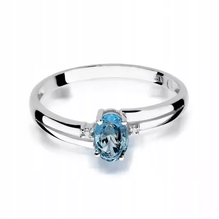 Pierścionek Zaręczynowy Topaz Brylanty Próba 585 Pierścionek Zaręczynowy Topaz Brylanty Próba 585
