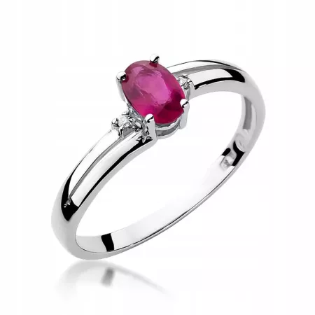 Złoty 14K Pierścionek Rubin 0,60ct Diamenty Grawer Złoty 14K Pierścionek Rubin 0,60ct Diamenty Grawer
