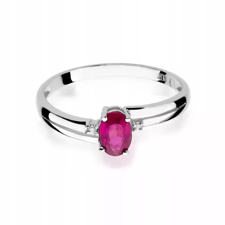 Złoty 14K Pierścionek Rubin 0,60ct Diamenty Grawer Złoty 14K Pierścionek Rubin 0,60ct Diamenty Grawer