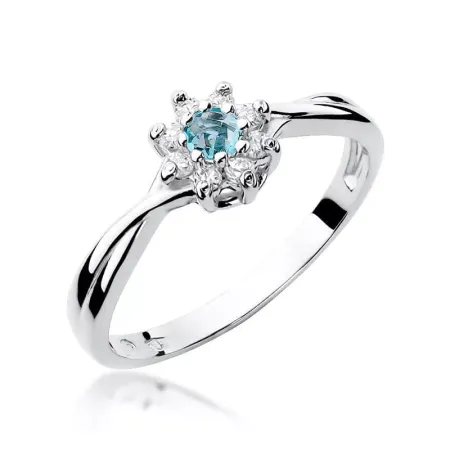Pierścionek 585 Topaz Diamenty Białe Złoto Grawer Pierścionek 585 Topaz Diamenty Białe Złoto Grawer