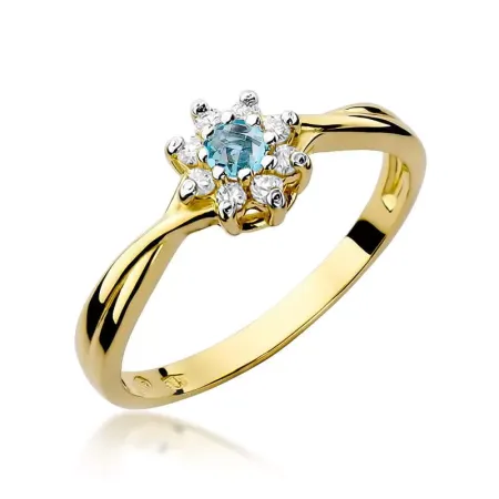 Pierścionek 585 Topaz Diamenty Białe Złoto Grawer Pierścionek 585 Topaz Diamenty Białe Złoto Grawer