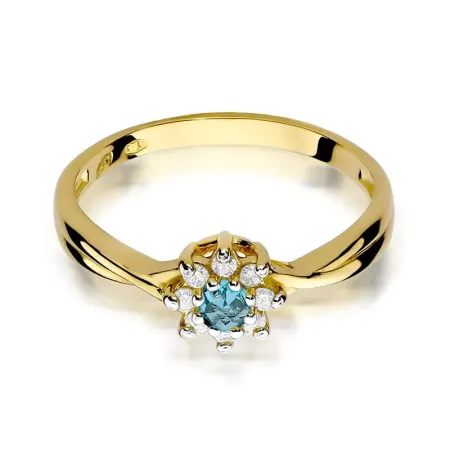 Pierścionek 585 Topaz Diamenty Białe Złoto Grawer Pierścionek 585 Topaz Diamenty Białe Złoto Grawer