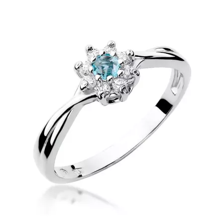 Złoty 14K Zaręczynowy Pierścionek Topaz Diamenty Złoty 14K Zaręczynowy Pierścionek Topaz Diamenty