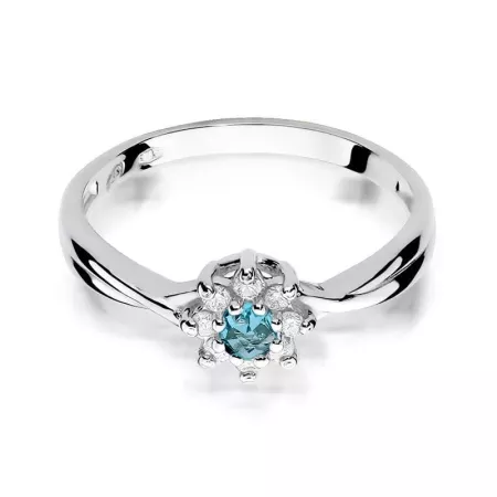 Złoty 14K Zaręczynowy Pierścionek Topaz Diamenty Złoty 14K Zaręczynowy Pierścionek Topaz Diamenty