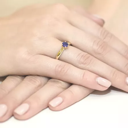 Pierścionek 14K Zaręczynowy Tanzanit Diamenty Pierścionek 14K Zaręczynowy Tanzanit Diamenty