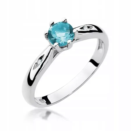 Złoty 14K Pierścionek Zaręczynowy Topaz Diamenty Złoty 14K Pierścionek Zaręczynowy Topaz Diamenty