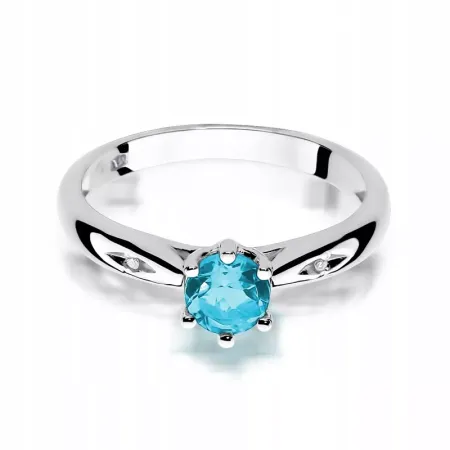 Złoty 14K Pierścionek Zaręczynowy Topaz Diamenty Złoty 14K Pierścionek Zaręczynowy Topaz Diamenty