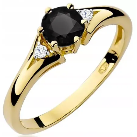 Pierścionek 14K Zaręczynowy Czarny Białe Diamenty Pierścionek 14K Zaręczynowy Czarny Białe Diamenty
