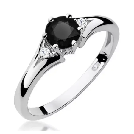 Pierścionek 14K Zaręczynowy Czarny Białe Diamenty Pierścionek 14K Zaręczynowy Czarny Białe Diamenty