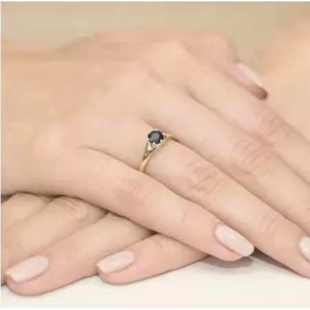 Pierścionek 585 Czarny Białe Diamenty Białe Złoto Pierścionek 585 Czarny Białe Diamenty Białe Złoto