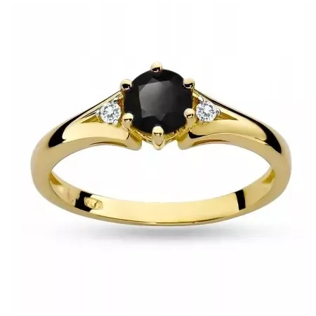 Pierścionek 585 Czarny Białe Diamenty Białe Złoto Pierścionek 585 Czarny Białe Diamenty Białe Złoto