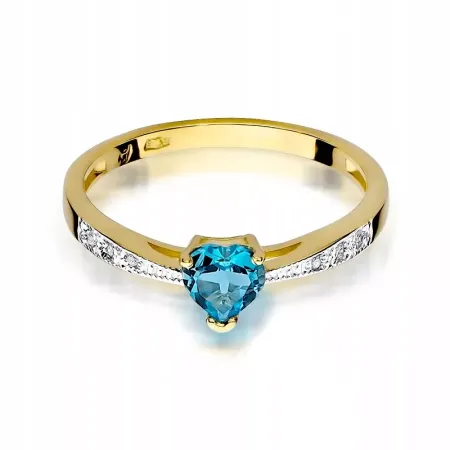Złoty 14K Pierścionek Zaręczynowy Topaz Brylanty Złoty 14K Pierścionek Zaręczynowy Topaz Brylanty