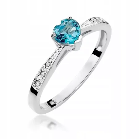 Złoty 14K Pierścionek Zaręczynowy Topaz Brylanty Złoty 14K Pierścionek Zaręczynowy Topaz Brylanty