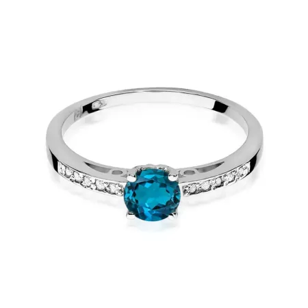 Złoty 14K Pierścionek Topaz London Blue Brylanty Złoty 14K Pierścionek Topaz London Blue Brylanty