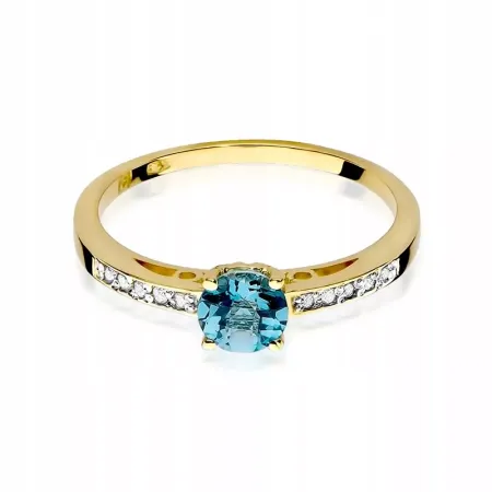 Złoty 14K Pierścionek Zaręczynowy Topaz Brylanty Złoty 14K Pierścionek Zaręczynowy Topaz Brylanty