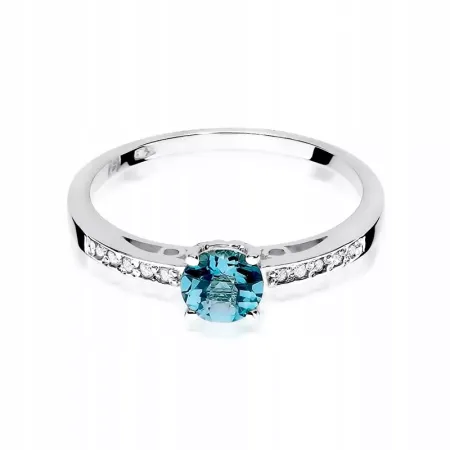 Złoty 14K Pierścionek Zaręczynowy Topaz Brylanty Złoty 14K Pierścionek Zaręczynowy Topaz Brylanty