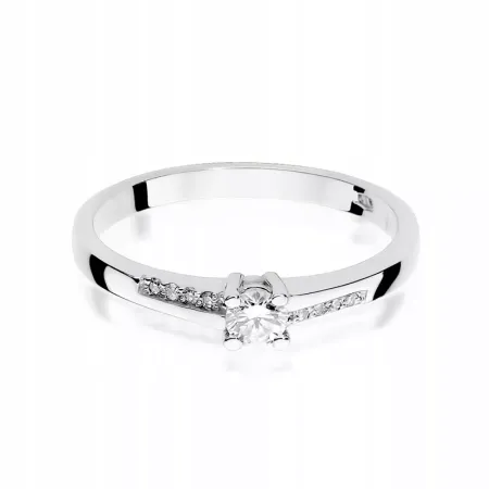 Pierścionek 585 Brylant Białe Złoto 0,19ct Grawer Pierścionek 585 Brylant Białe Złoto 0,19ct Grawer