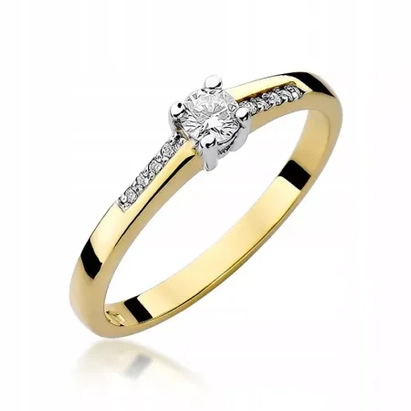 Pierścionek 585 Brylant Białe Złoto 0,19ct Grawer Pierścionek 585 Brylant Białe Złoto 0,19ct Grawer