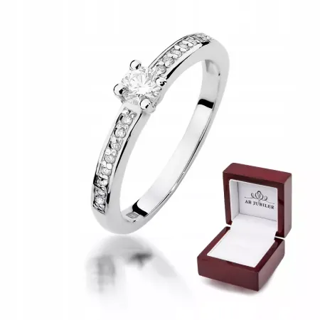 Pierścionek 585 Brylanty Białe Złoto 0,28ct Grawer Pierścionek 585 Brylanty Białe Złoto 0,28ct Grawer