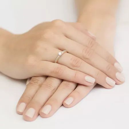 Pierścionek 585 Brylanty Białe Złoto 0,28ct Grawer Pierścionek 585 Brylanty Białe Złoto 0,28ct Grawer