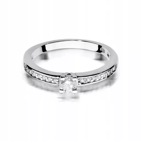 Pierścionek 585 Brylanty Białe Złoto 0,28ct Grawer Pierścionek 585 Brylanty Białe Złoto 0,28ct Grawer