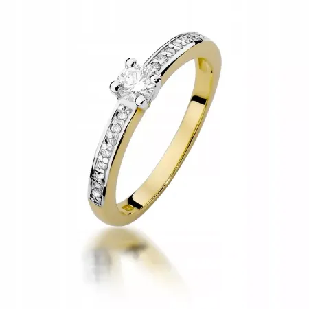 Pierścionek 585 Brylanty Białe Złoto 0,28ct Grawer Pierścionek 585 Brylanty Białe Złoto 0,28ct Grawer