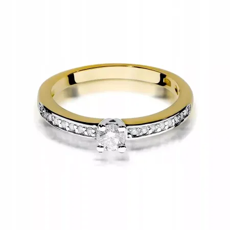 Pierścionek 585 Brylanty Białe Złoto 0,28ct Grawer Pierścionek 585 Brylanty Białe Złoto 0,28ct Grawer