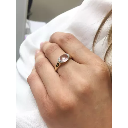 PIERŚCIONEK KWARC RÓŻOWY I DIAMENTY PRÓBA 585 PIERŚCIONEK KWARC RÓŻOWY I DIAMENTY PRÓBA 585