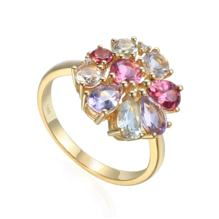 Pierścionek Morganit Biały Topaz Ametyst Diamenty Pierścionek Morganit Biały Topaz Ametyst Diamenty