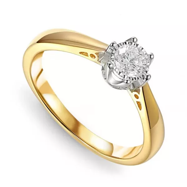 ZŁOTY 585 PIERŚCIONEK ZARĘCZYNOWY BRYLANT 0.23ct