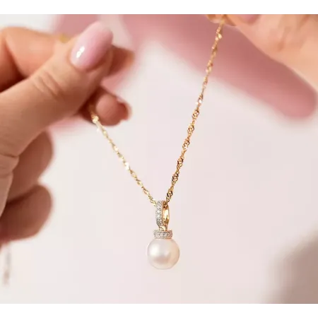 ZŁOTA ZAWIESZKA 585 PERŁA I DIAMENTY PREZENT ZŁOTA ZAWIESZKA 585 PERŁA I DIAMENTY PREZENT
