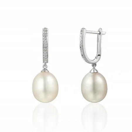 KOLCZYKI PRÓBA 585 PERŁY DIAMENTY BIAŁE ZŁOTO KOLCZYKI PRÓBA 585 PERŁY DIAMENTY BIAŁE ZŁOTO