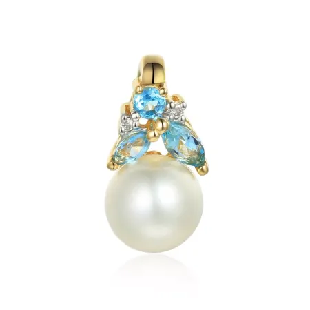 Zawieszka 585 Złota Perła Diamenty Topazy Prezent Zawieszka 585 Złota Perła Diamenty Topazy Prezent