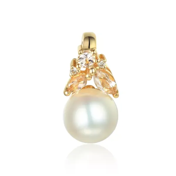 Zawieszka Perła Diamenty Morganity Próba 585