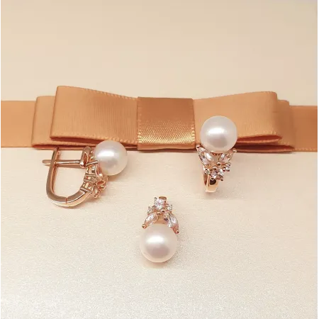 Zawieszka Perła Diamenty Morganity Próba 585 Zawieszka Perła Diamenty Morganity Próba 585