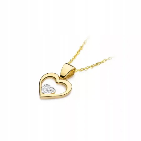 ZŁOTA 14K ZAWIESZKA SERCE DIAMENTY PREZENT ZŁOTA 14K ZAWIESZKA SERCE DIAMENTY PREZENT