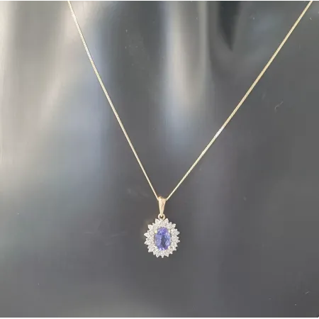 Złota 585 Zawieszka Tanzanit i Diamenty na Prezent Złota 585 Zawieszka Tanzanit i Diamenty na Prezent