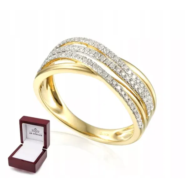 ZŁOTY 585 PIERŚCIONEK Z BRYLANTAMI 0,25ct SZEROKI