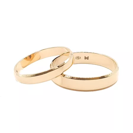 OBRĄCZKI ZŁOTE 14K PŁASKIE TRAPEZ 3 i 4 mm  GRAWER