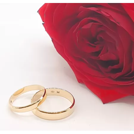 OBRĄCZKI ZŁOTE 14K PŁASKIE TRAPEZ 3 i 4 mm  GRAWER