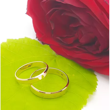 OBRĄCZKI ZŁOTE 14K PŁASKIE TRAPEZ 3 i 4 mm  GRAWER