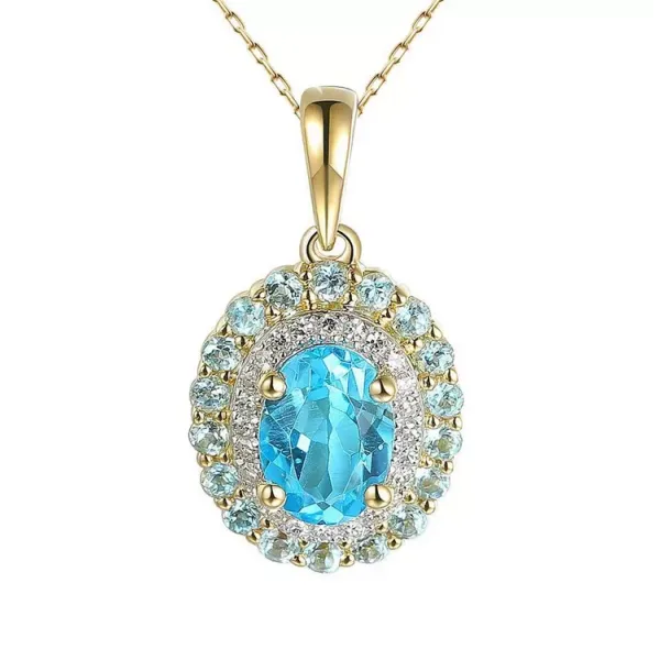 Złota Zawieszka Topaz Diamenty Próba 585