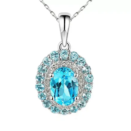 Zawieszka Topaz Diamenty Próba 585 Białe Złoto Zawieszka Topaz Diamenty Próba 585 Białe Złoto