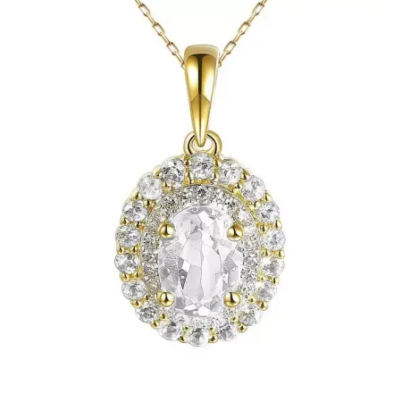 Złota 585 Zawieszka Biały Topaz i Diamenty Złota 585 Zawieszka Biały Topaz i Diamenty