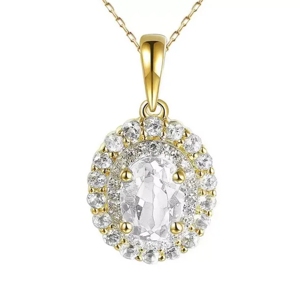 Złota 585 Zawieszka Biały Topaz i Diamenty