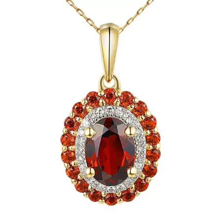Złota Zawieszka z Granatem i Diamentami pr 585 Złota Zawieszka z Granatem i Diamentami pr 585